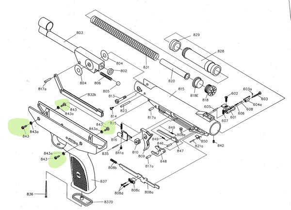 Bild von Luftpistole Weihrauch HW 70 – HW 45 Ersatzteile – Schraube für Griffstück