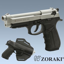 Zeige Details für Zoraki 918 matt chrom Schreckschusspistole mit Lederholster Bild von Zoraki 918 matt chrom Schreckschusspistole mit Lederholster