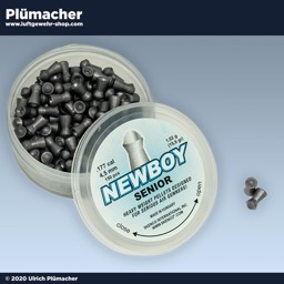 Skenco Newboy Senior Luftgewehr Munition im Kaliber 4,5 mm Skenco Newboy Senior Luftgewehr Munition im Kaliber 4,5 mm mit einem Geschossgewicht von 1,02g. 150 Blei Diabolos für Ihre Luftdruckwaffe in der wieder verschließbaren Dose.