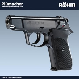 Röhm RG 88 Schreckschusspistole 9 mm PAK - Sie ist klein, kompakt und hat es in sich: Die Röhm RG88 Schreckschusspistole im Kaliber 9 Millimeter P.A.K. wartet mit einer Single- und einer Double-Action-Funktion sowie einem seitlichen Patronenauswurf auf. Die Schreckschusspistole Made in Germany verschießt Gas- und Pfeffermunition sowie Platzpatronen. 