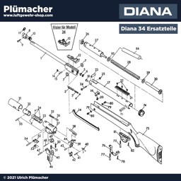 Diana 34 Ersatzteile - Explosionszeichnung und Bauplan Diana 34 Ersatzteile - Bauplan, Explosionszeichnung und Ersatzteile  für das Luftgewehr Diana 34