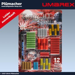 Twilight Zone Feuerwerkssortiment mit 60 Signalpatronen Feuerwerk für Schreckschusswaffen. Twilight Zone Feuerwerkssortiment mit 60 Teilen. 12 ausgesuchte Multi Effekte mit Leuchtsternen, Lichtwirbeln, Leuchteffekte und Soundeffekte