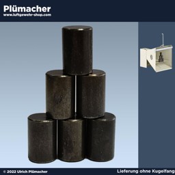 6 Zylinder für den Kugelfang Pyramid 6 Zylinder für den Kugelfang Pyramide aus Stahl. Bauen Sie die Zylinder zu einer Schießpyramide auf.