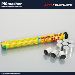 Zink Leuchtsterne für Schreckschusswaffen Zink Leuchtsterne für Schreckschusswaffen - 10 verschiedenfarbige Signalsterne Kaliber 15 mm für Schreckschusspistolen