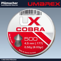 Luftgewehr Munition Spitzkugel Cobra von Umarex Luftgewehr Munition Spitzkugel Cobra von Umarex - Spitzdiabolo im Kaliber 4,5 mm