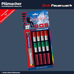 Zink SOS Feuerwerk für Schreckschusswaffen Feuerwerk für Schreckschusswaffen - Zink Feuerwerkssortiment SOS 22 teilig mit Top Effekten