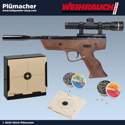 Weihrauch HW 70 Black Arrow Luftpistole mit Zielfernrohr; Munition und Zubehör