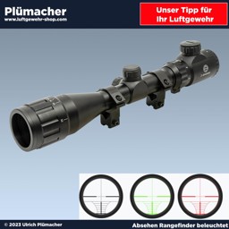 Luftgewehr Zielfernrohr 3-9x32 rot und grün beleuchtet Luftgewehr Zielfernrohr 3-9x32 rot und grün beleuchtetes Absehen in 5 Helligkeitsstufen einstellbar