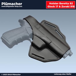 Gürtelholster aus Leder für Beretta 92, Glock 17, Glock 19, Zoraki 918 und Browning GPDA 9