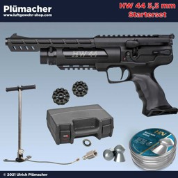Zeige Details für Weihrauch HW 44 Pressluftpistole 5,5 mm Starterset mit Handpumpe, Koffer und Zubehör Weihrauch HW 44 Starterset 5,5 mm