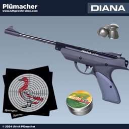 Luftpistole Diana p-five Starterset im Kaliber 4,5 mm mit Diabolos und Zielscheiben