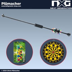 Blasrohr mit Dartscheibe und 48 Pfeilen NXG Blasrohr, 48 speziell entwickelten Pfeilen und einer perfekt abgestimmten Dartscheibe