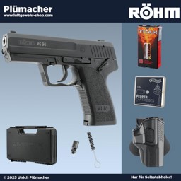 Röhm RG 96 Security Set mit Holster und Munition Röhm RG 96 Security Set mit Holster, Pfefferpatronen und Platzpatronen