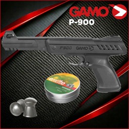 Luftpistolen Set Gamo P900 45 mm Diabolo Gamo P900 Luftpistolen Set im Kaliber 4,5 mm mit 500 H&N Hammer Diabolos