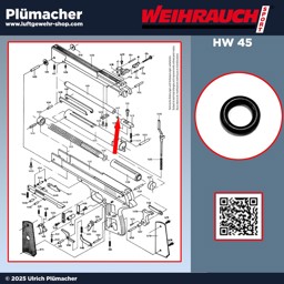 Laufdichtung Weihrauch HW 45 Luftpistole – Original Ersatzteil Pos. 1417 Laufdichtung für Weihrauch HW 45 Luftpistole, Pos. 1417, Abdichtung zwischen Lauf und Zylinder