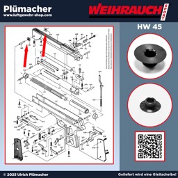 Weihrauch HW 45 Gleitscheibe – Ersatzteil Pos. 1410 für reibungsloses Spannen Gleitscheibe für Weihrauch HW 45 (Pos. 1410) – reibungsarme Scheibe zur Optimierung des Spannvorgangs, passend für alle Varianten