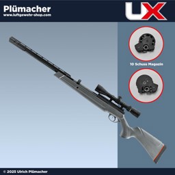 UX Synergis Elite Kit 4,5 mm Luftgewehr mit Zielfernrohr UX Synergis Elite Luftgewehr 4,5 mm im Kit mit 3-9x40 Zielfernrohr und 10-Schuss Trommelmagazin, grauer Polymerschaft