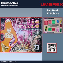 Feuerwerk für Schreckschusspistolen und Gaspistolen - 71 Schuss Sao Paulo Feuerwerkssortiment für Schreckschusswaffen - 71 brillante Effekte