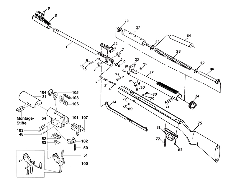 Luftgewehr Diana 350 Magnum Classic Ersatzteile