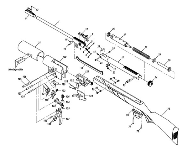 Luftgewehr Diana 280 T06 Ersatzteile und Bauplan