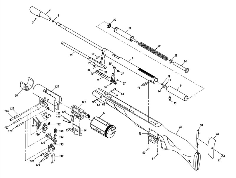 Luftgewehr Diana 440 th Ersatzteile, Bauplan und Explosionszeichnung