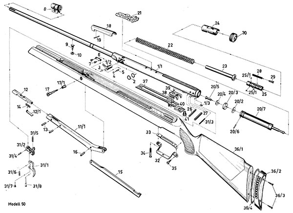 Luftgewehr Diana 50 Bauplan und Ersatzteile