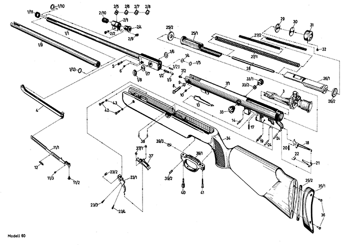 Luftgewehr Diana 60 Ersatzteile und Bauplan