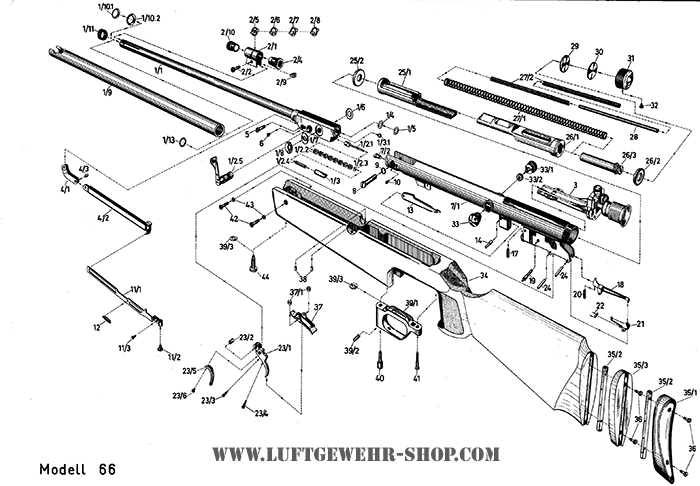 Luftgewehr Diana 65 und 66 Ersatzteile und Bauplan