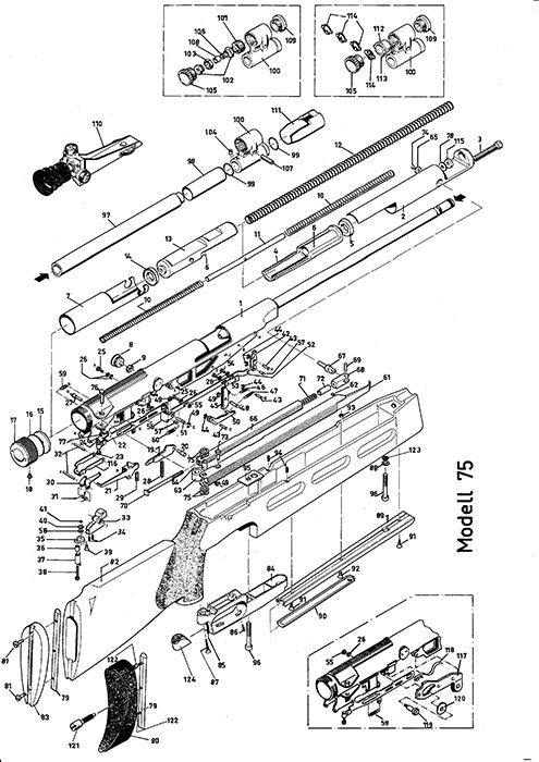 Luftgewehr Diana 75 Ersatzteile und Bauplan