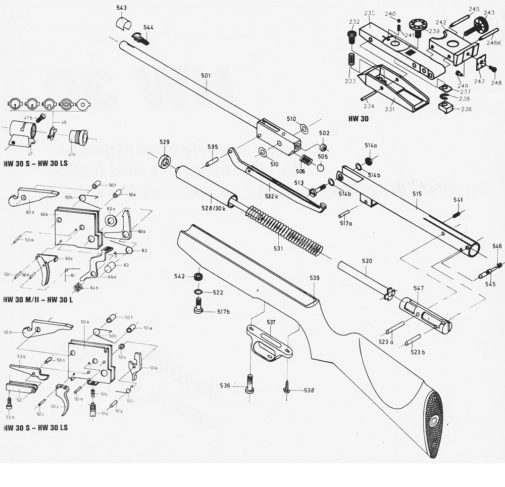 Luftgewehr Weihrauch HW 30 Ersatzteile und Bauplan