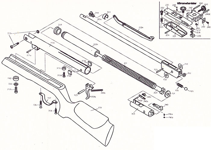 Luftgewehr Weihrauch HW 25L Ersatzteile mit Bauplan