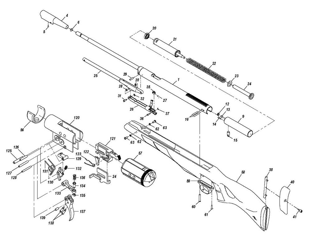 Luftgewehr Diana 470 th Ersatzteile und die Explosionszeichnung
