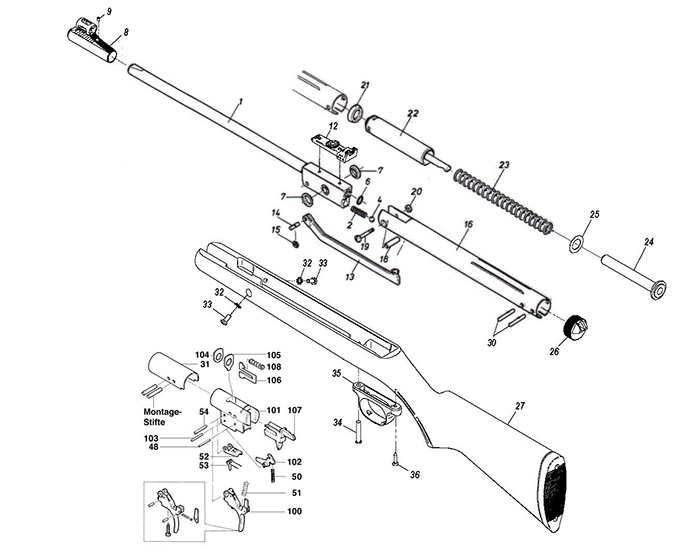 Luftgewehr Diana 240 Classic Ersatzteile und Bauplan