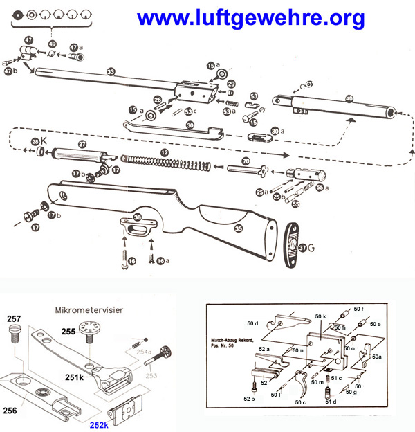 Luftgewehr Weihrauch HW 80 Ersatzteile und Bauplan