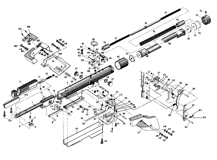 Luftpistole Diana 10 Bauplan und Ersatzteile