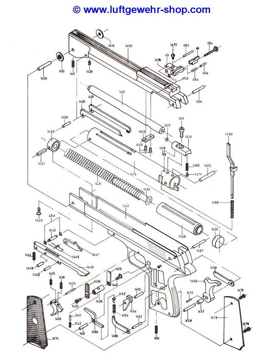 Luftpistole Weihrauch HW 45 Ersatzteile und Bauplan