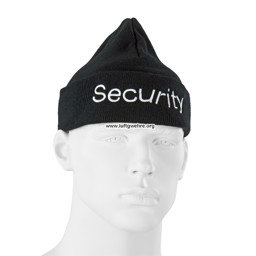 Bild von Security Mütze - Rollmütze aus Acryl in schwarz, silber bestickter Schriftzug Security
