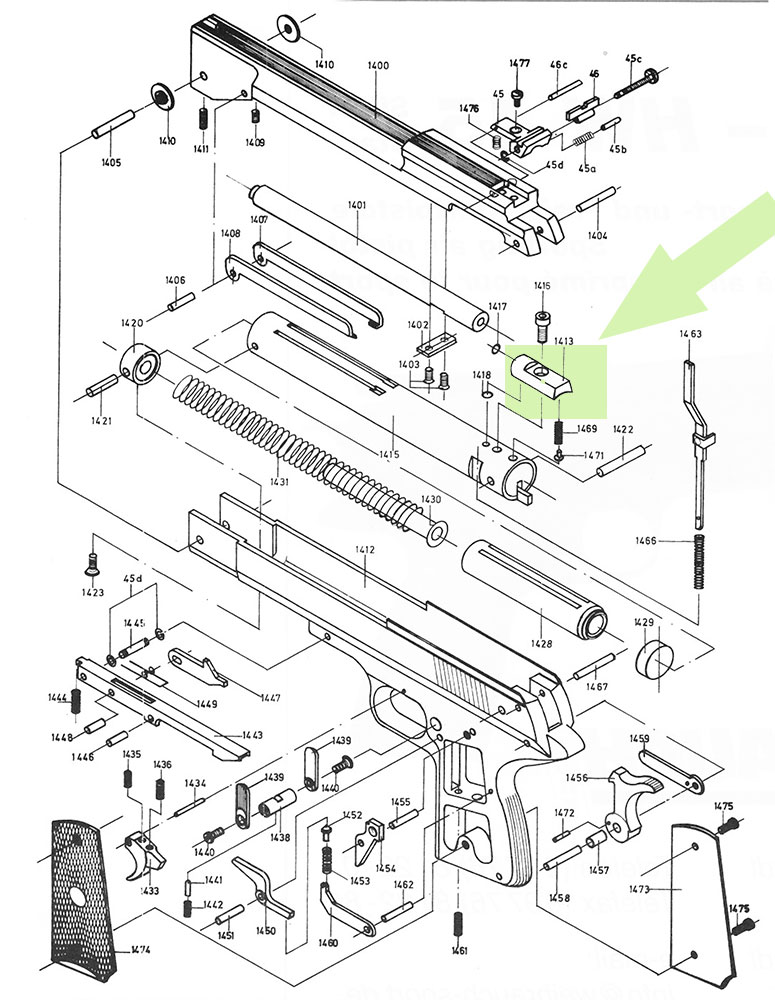 Bild von Weihrauch HW 45 Luftpistole Ersatzteile - der Hülsensattel