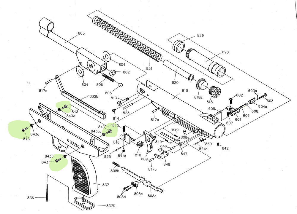 Bild von Luftpistole Weihrauch HW 70 – HW 45 Ersatzteile – Schraube für Griffstück