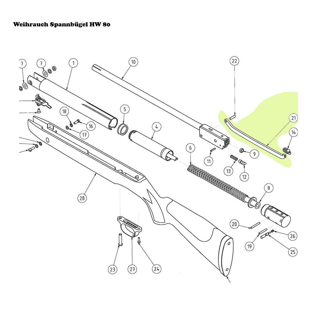 Bild von Spannhebel für das Luftgewehr HW 80 alte Ausführung