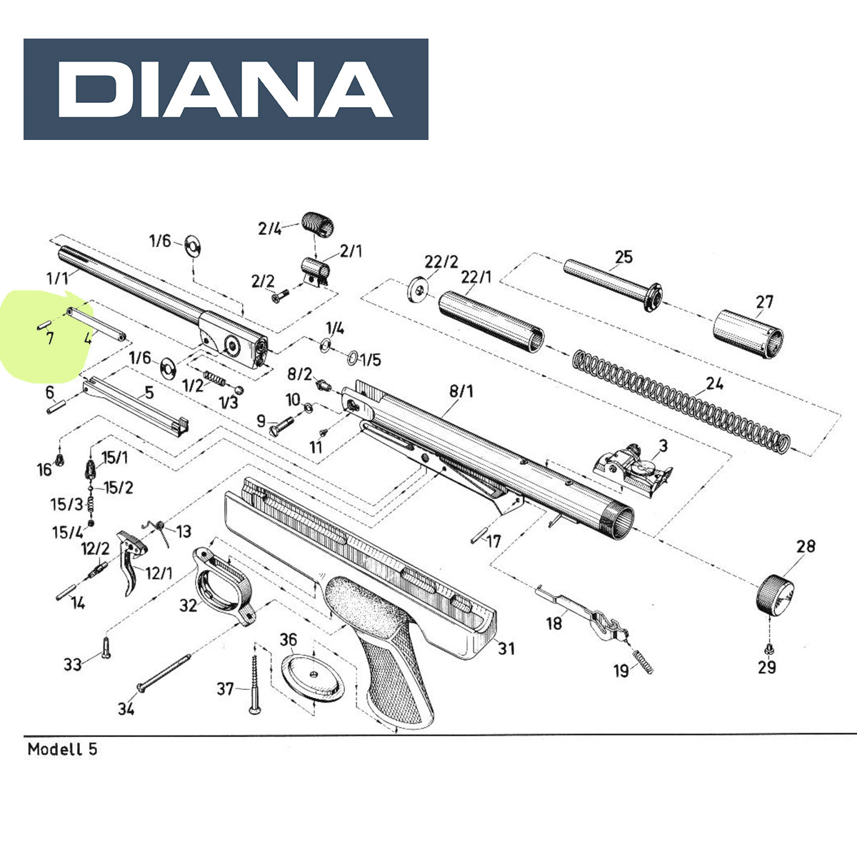 Bild von Nietstift Spannhebel Luftgewehr - Luftpistole Diana 5/6/6M/10/48/52/54/56TH