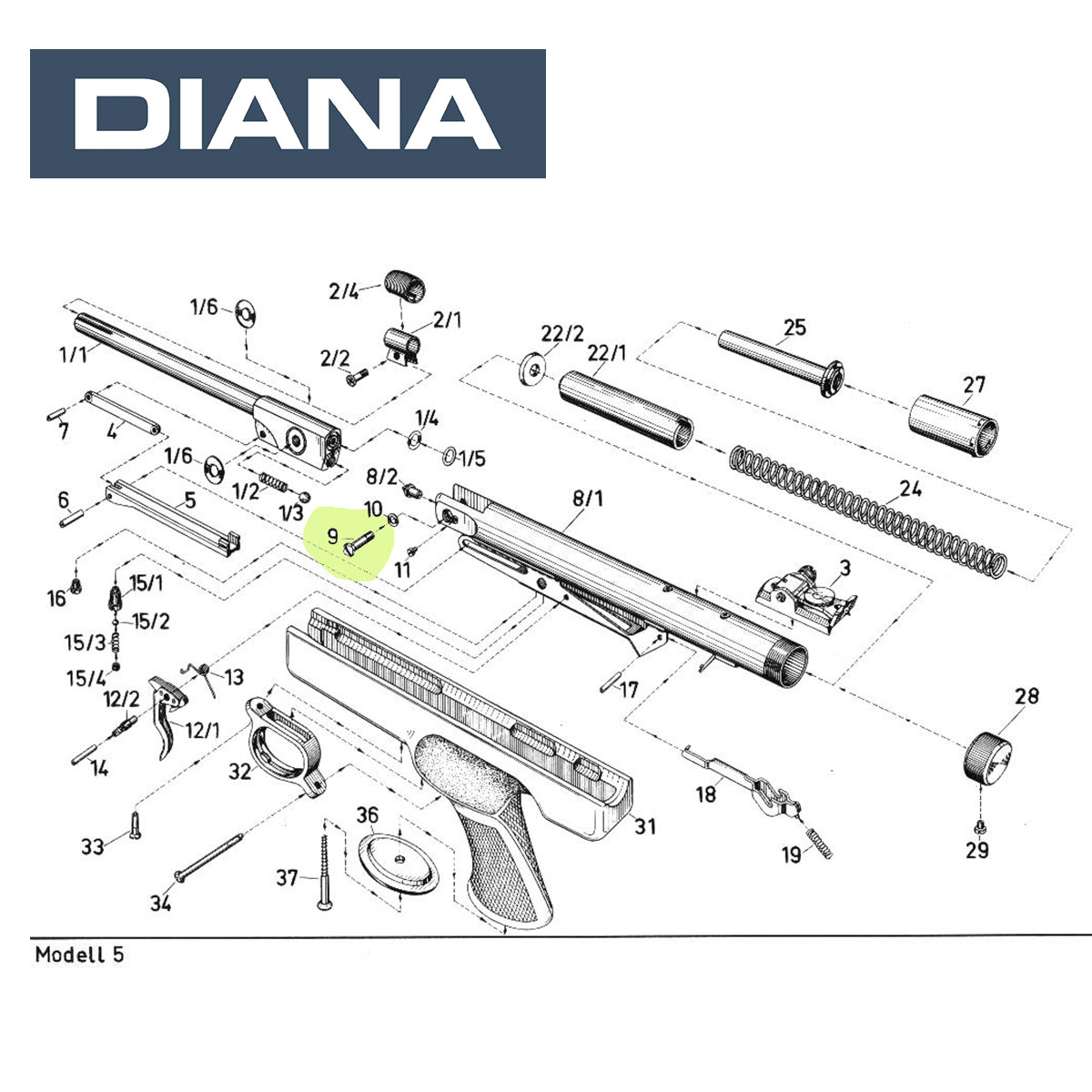 Bild von Linsenschraube Diana 5 Luftpistole Gelenkschraube