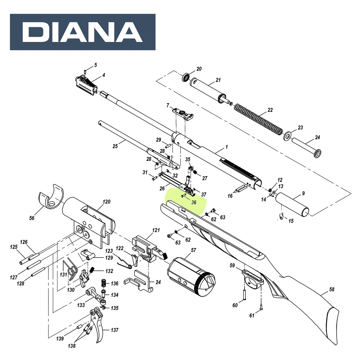 Diana Luftgewehr Ersatzteile Bolzen