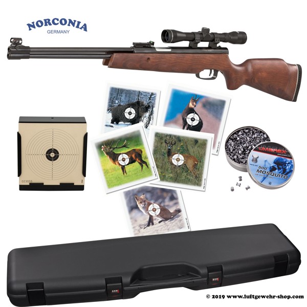 Norconia B36 Luftgewehrset - Unterhebelspanner Luftgewehr mit Zielfernrohr, Gewehrkoffer, Munition und Zubehör