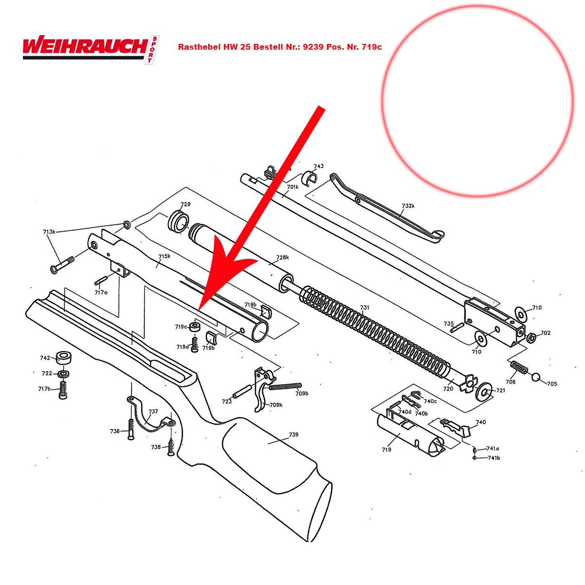 Bild von Befestigungsplatte Weihrauch HW 25 L Luftgewehr Pos. 719c