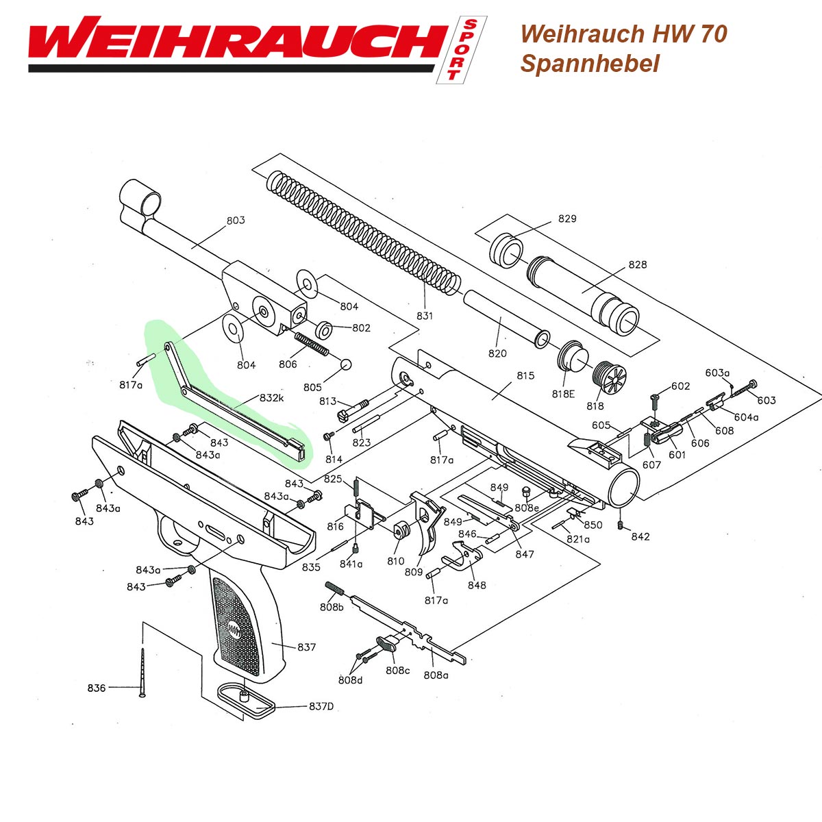 Spannhebel Weihrauch HW 70 - Spannbügel für die Luftpistole Weihrauch HW70