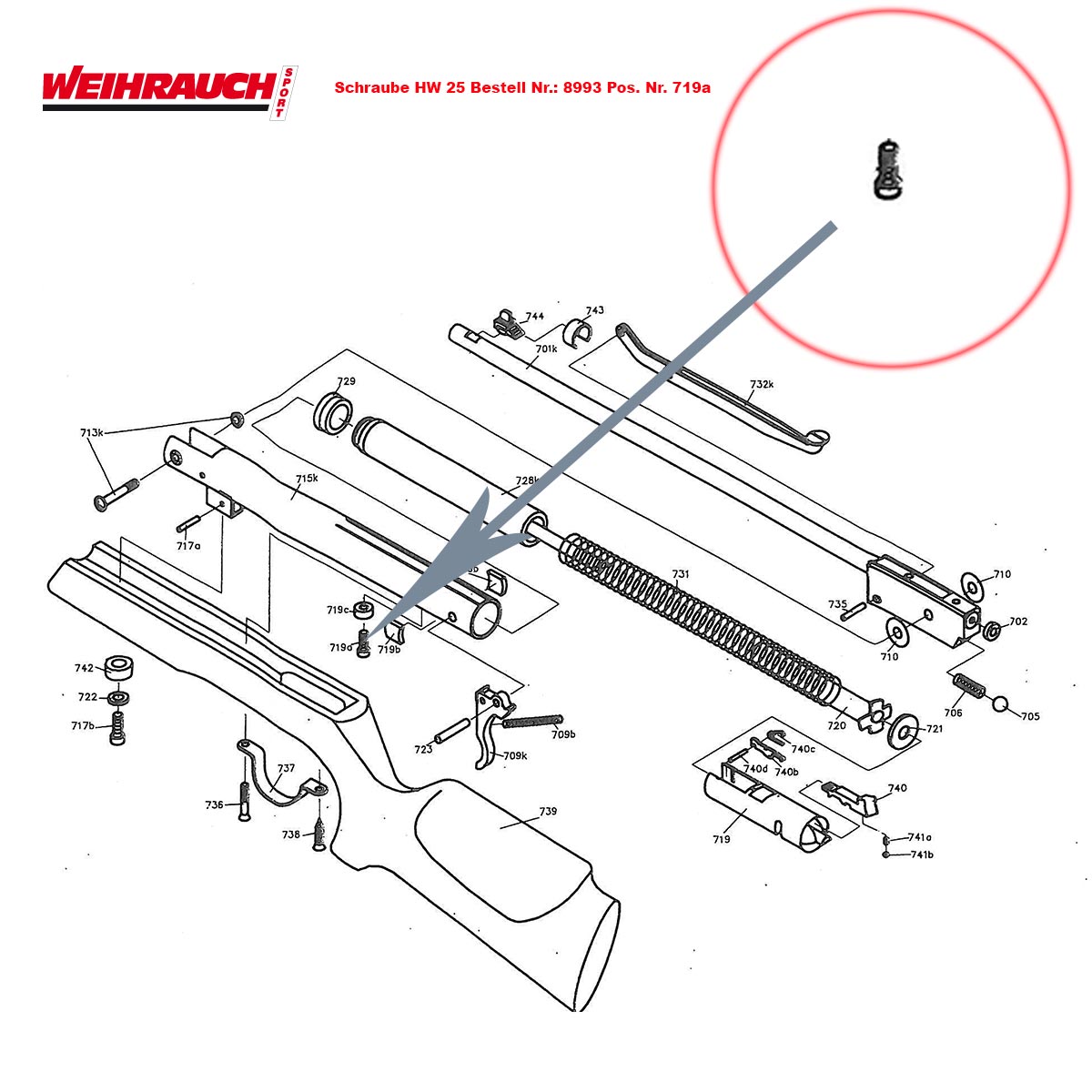 Bild von Befestigungsschraube Weihrauch HW 25 L Luftgewehr Pos. 719a