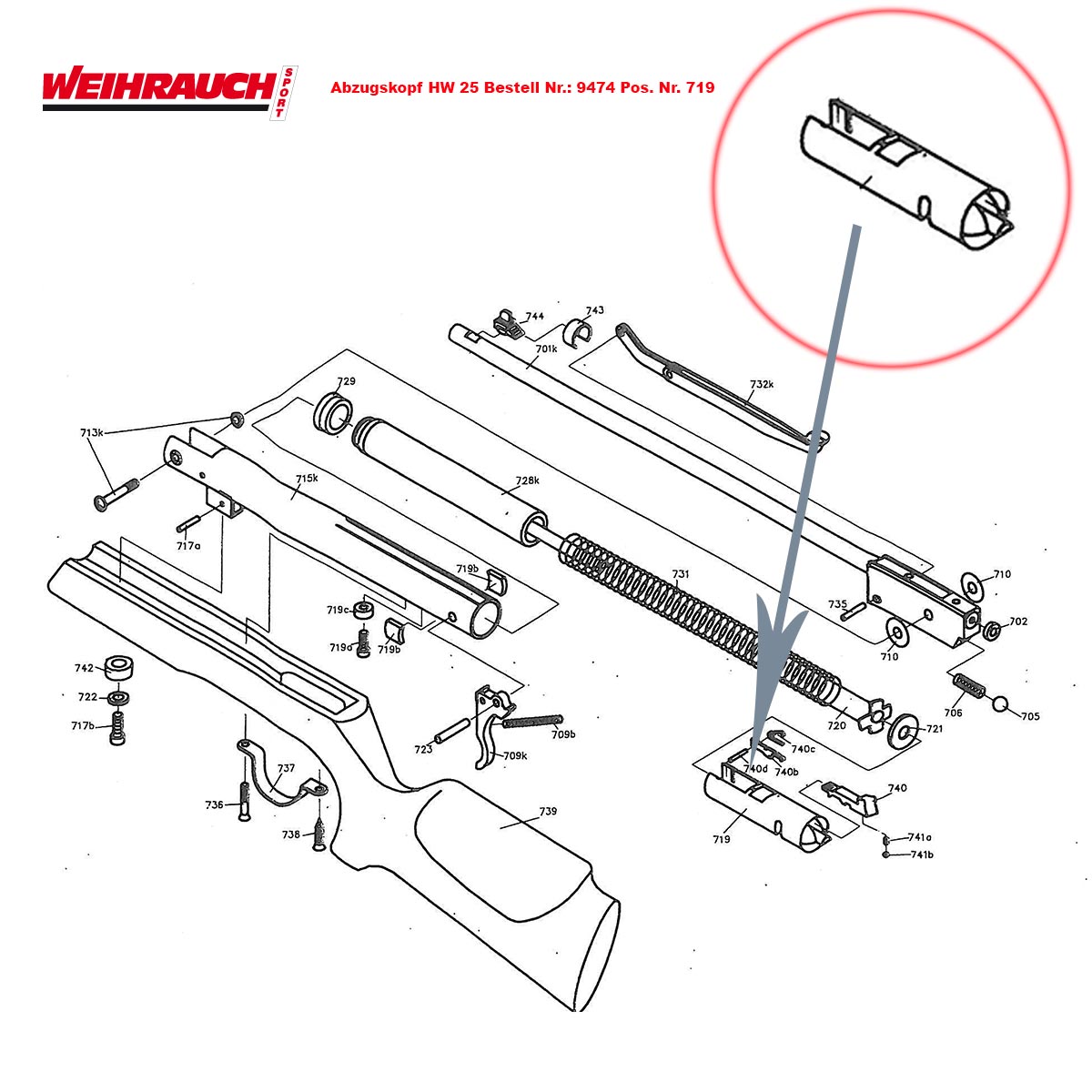 Bild von Abzugskopf Weihrauch HW 25 L Luftgewehr Pos. 719