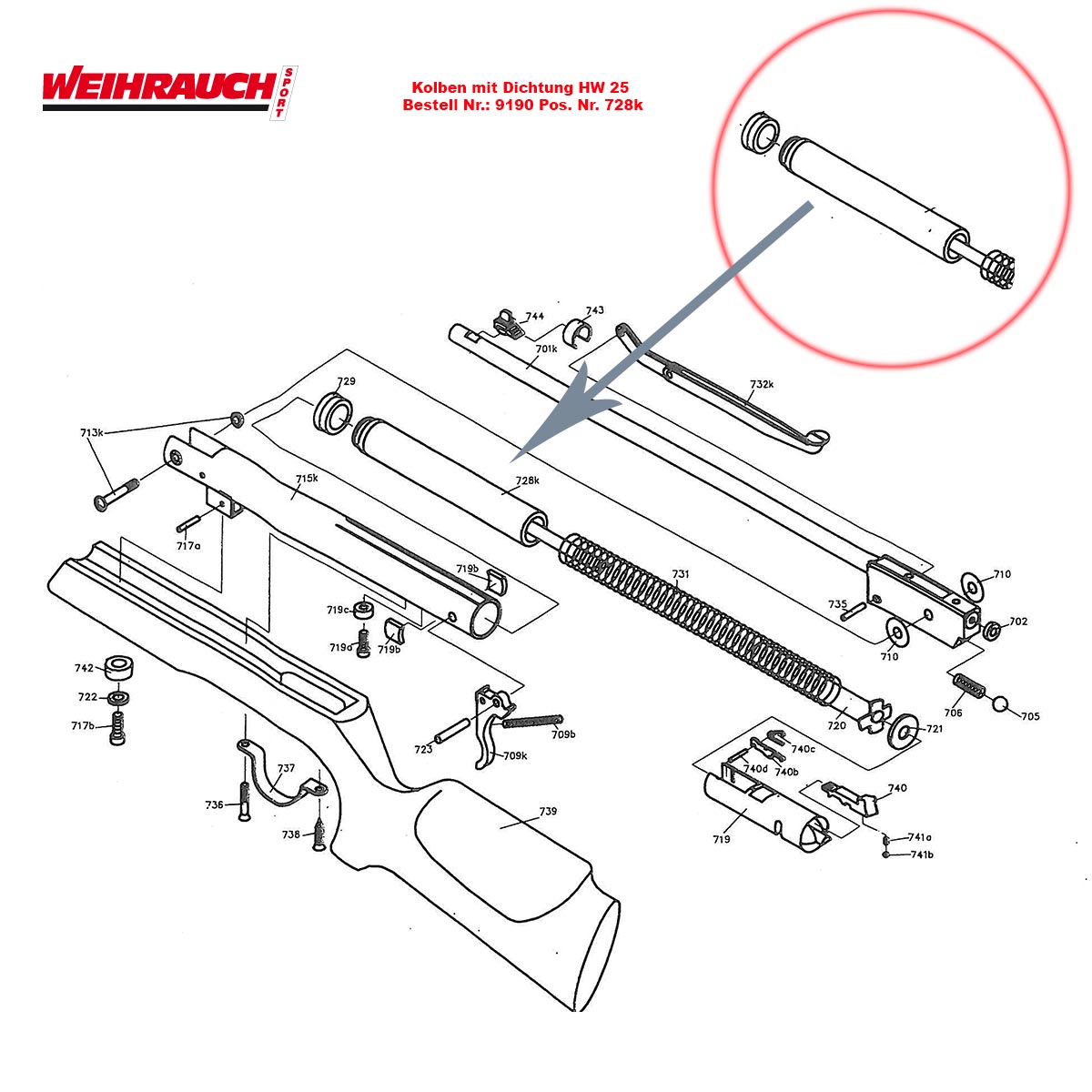 Bild von Weihrauch HW 25 L Luftgewehr Ersatzteile Kolben mit Dichtung