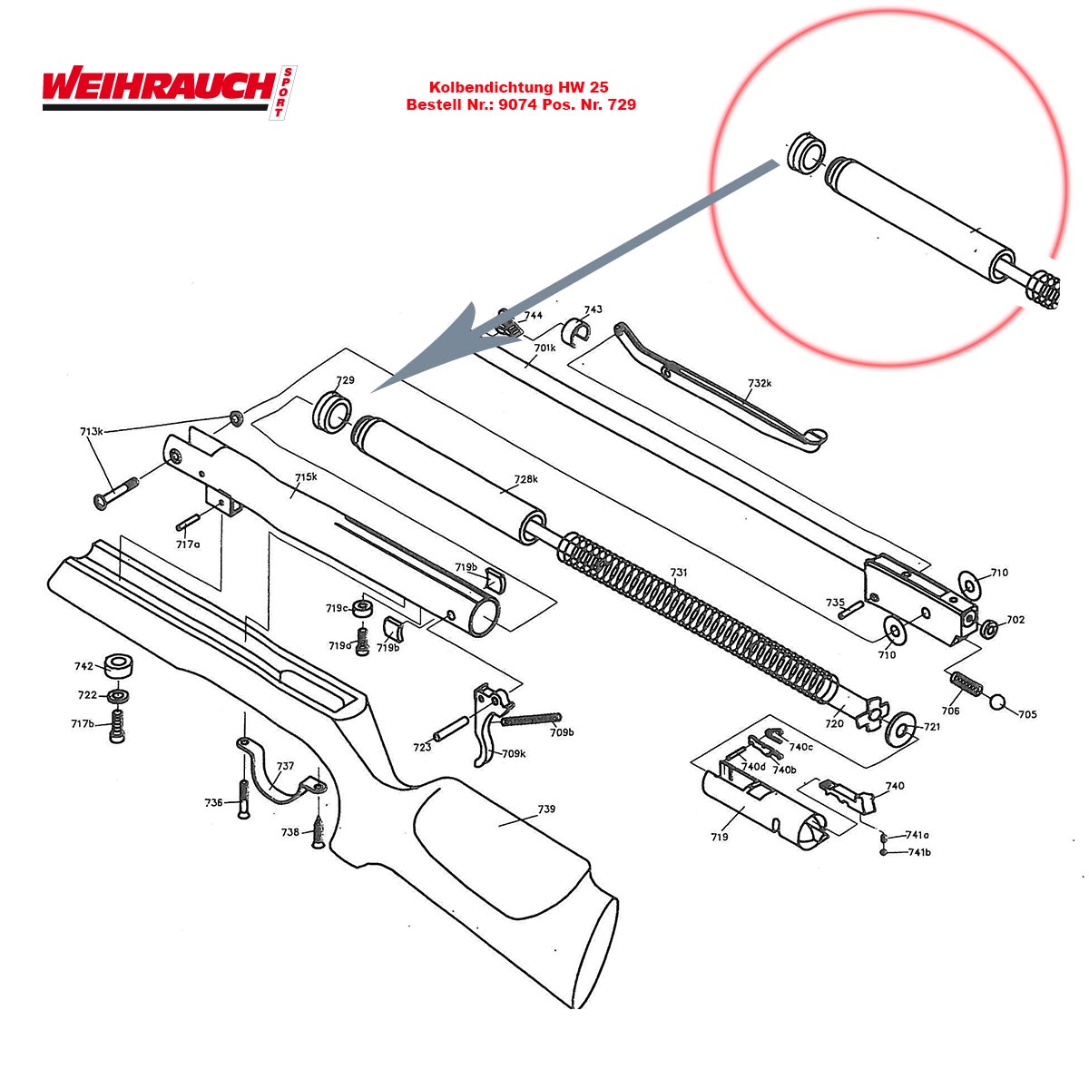 Bild von Kolbendichtung Weihrauch HW 25 L Luftgewehr Pos. 729 k